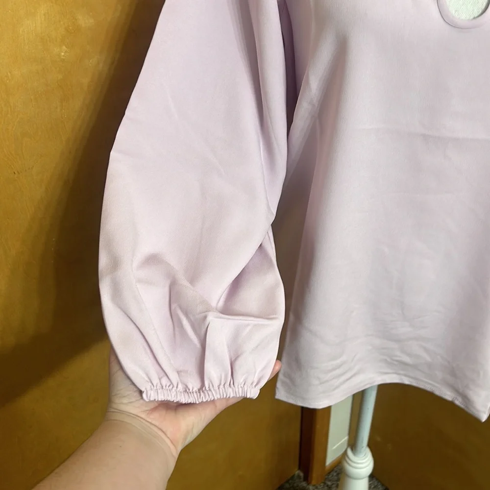 NWT J. Crew Lilac Puff Sleeve Satin-Back Crepe Top MT